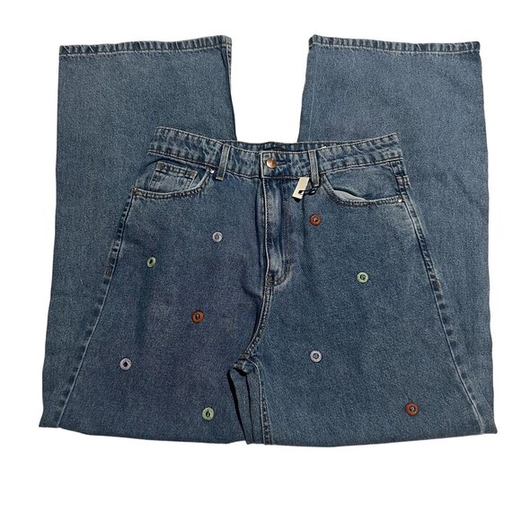 BlueSteel Jeanswear Embroidered Jeans Multicolor Accents Size 42 or 31 waist Den - Picture 1 of 9